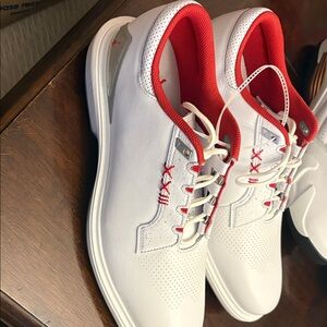 Men's White and Red ADG Golf Sneakers